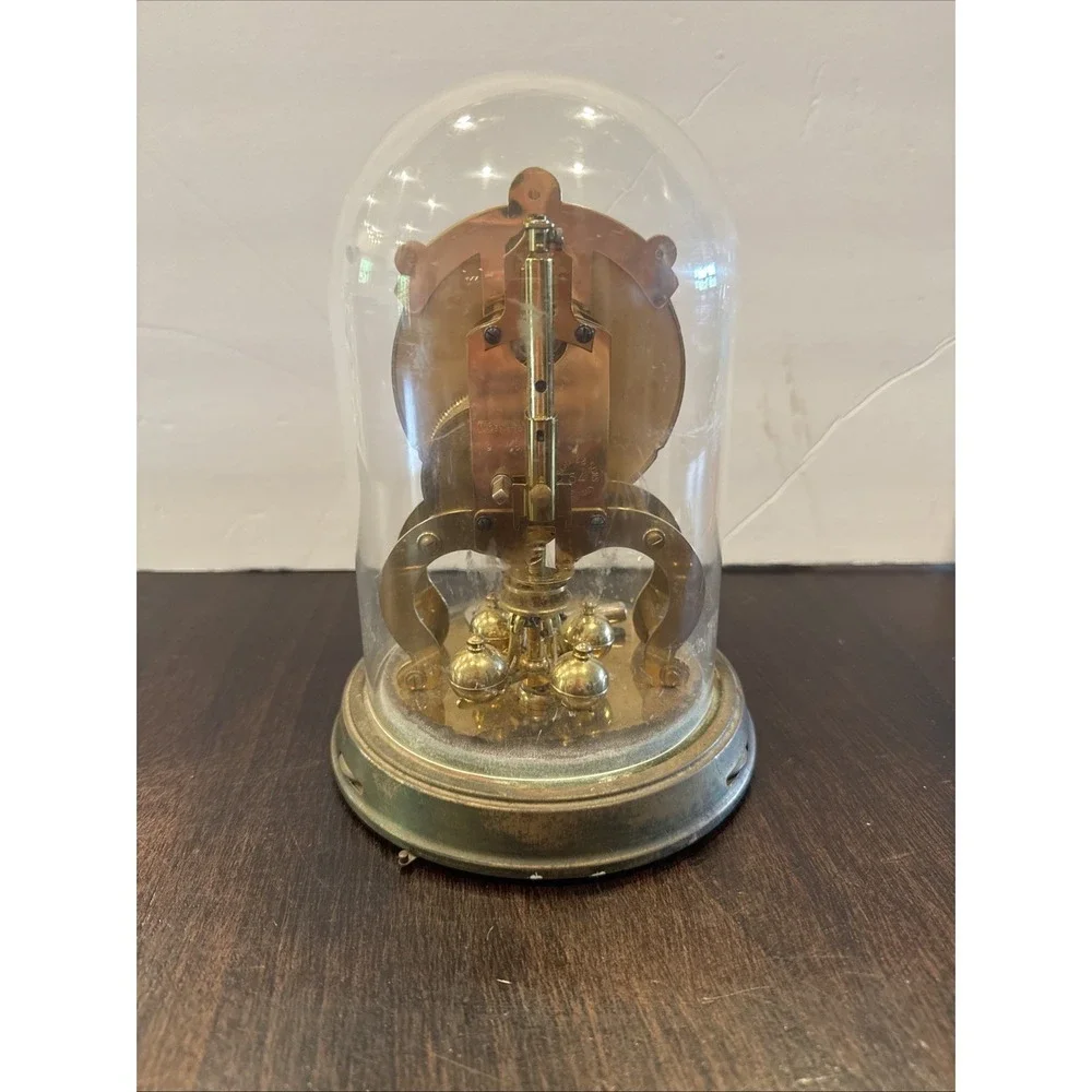 Vtg Schatz 1000 Day Anniversary Brass Clock w Plastic Dome AS IS See description